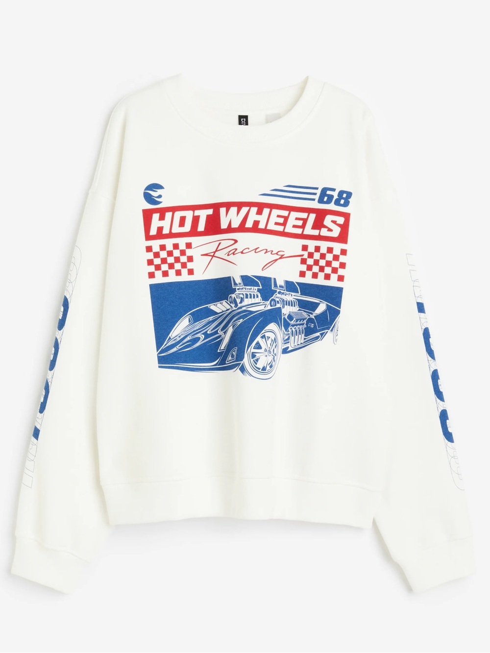 NWOT. H&M. Hot wheels Branded White Sweatshirt. Size Medium.